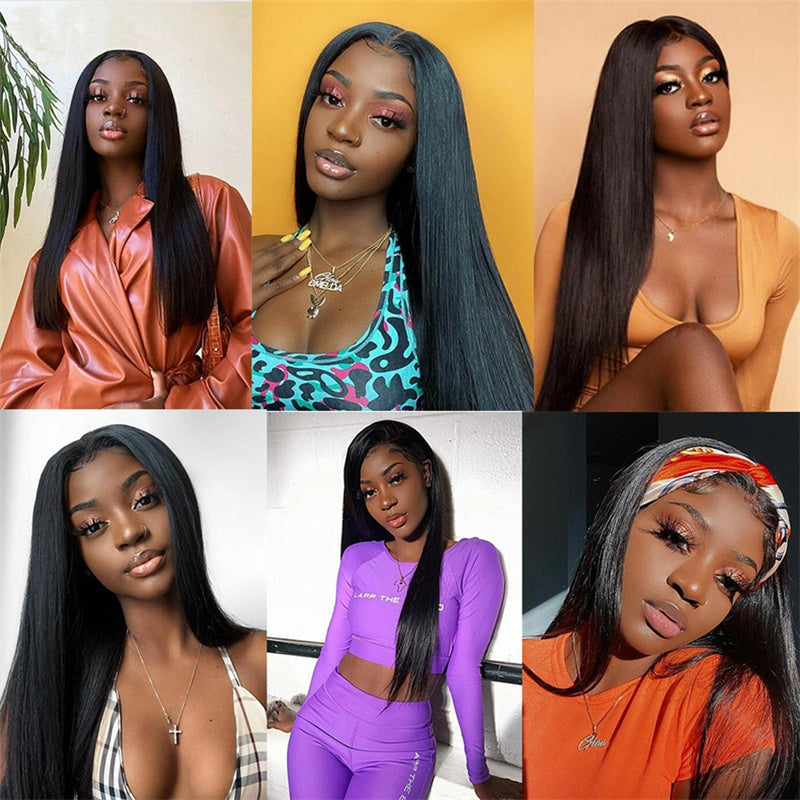 Collage of six images featuring women with styled hair against different backgrounds.
