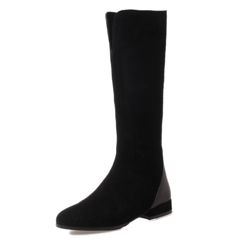 Black knee-high boot on a white background