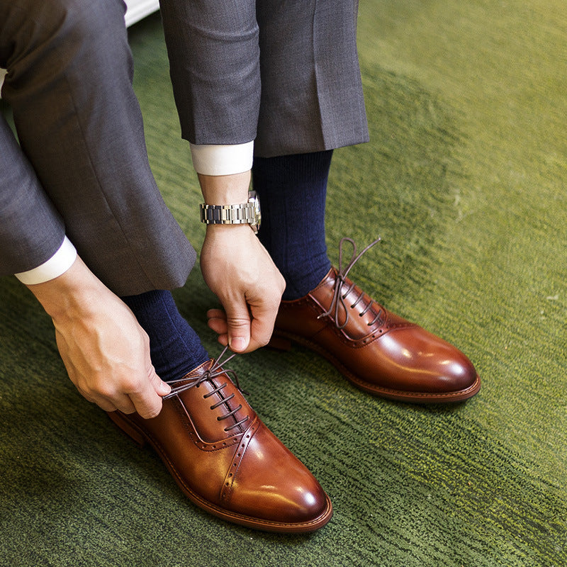 Men’s Leather Lace-Up Oxford Shoes – Breathable & Durable