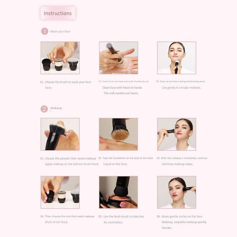 Step-by-step makeup application instructions with visual demonstrations.