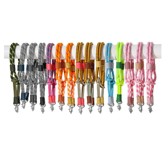 Set of colorful lanyards with metal hooks on a white background