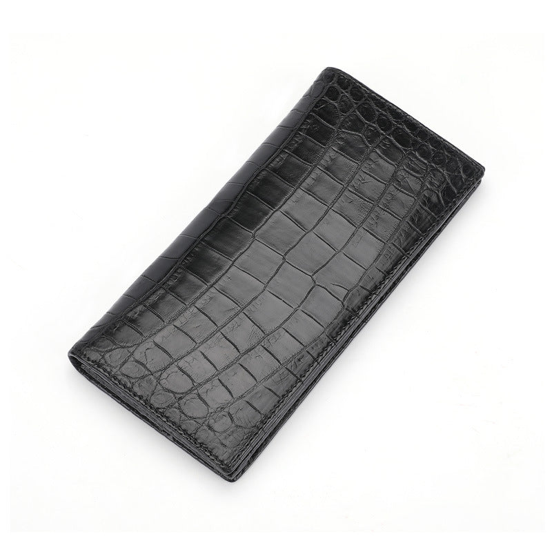 Black crocodile-patterned wallet on a white background
