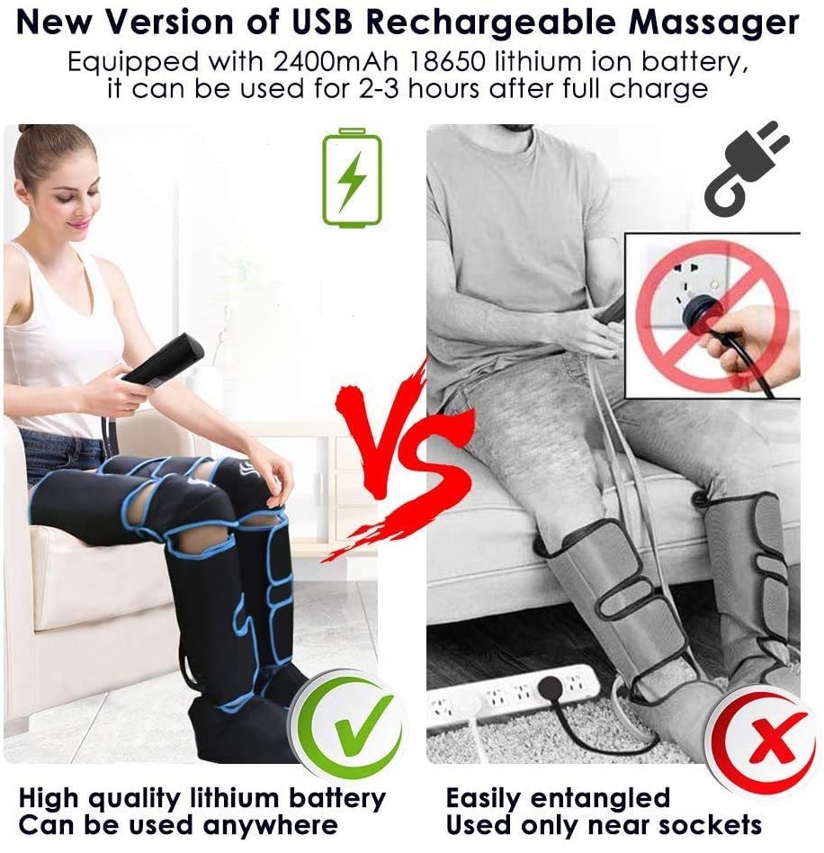 Comparison of USB rechargeable massager with high-quality lithium battery and easily entangled design.