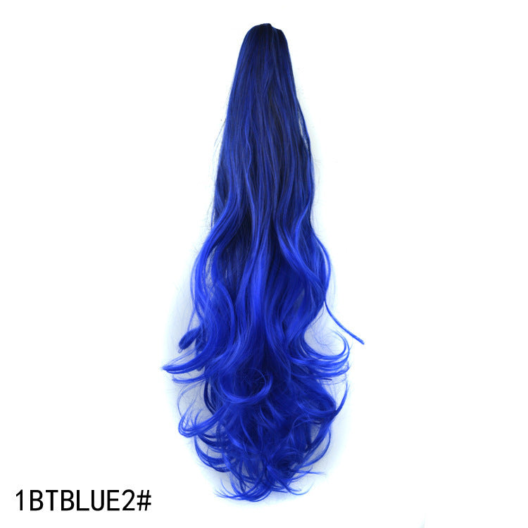 Blue hair extension on a white background