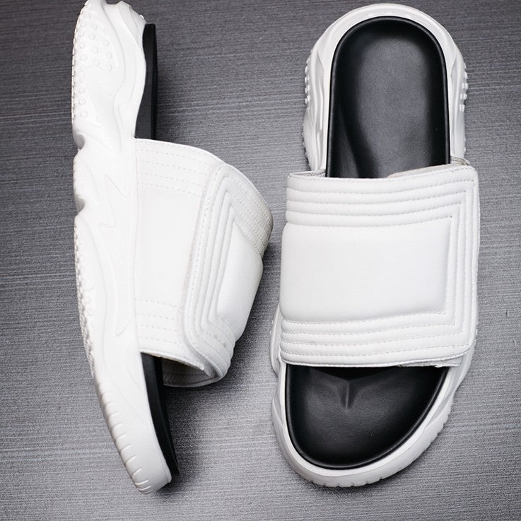 Summer Leather One-Word Slide — Thick Sole Unisex