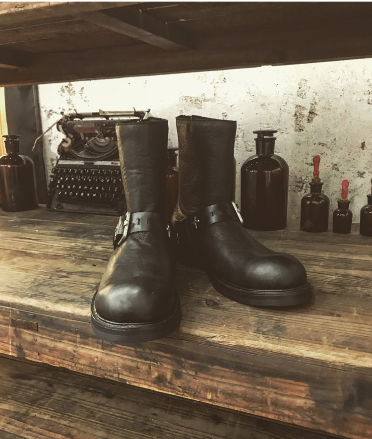 Men’s Punk Rivet Martin Boots, Thick Sole, Zipper