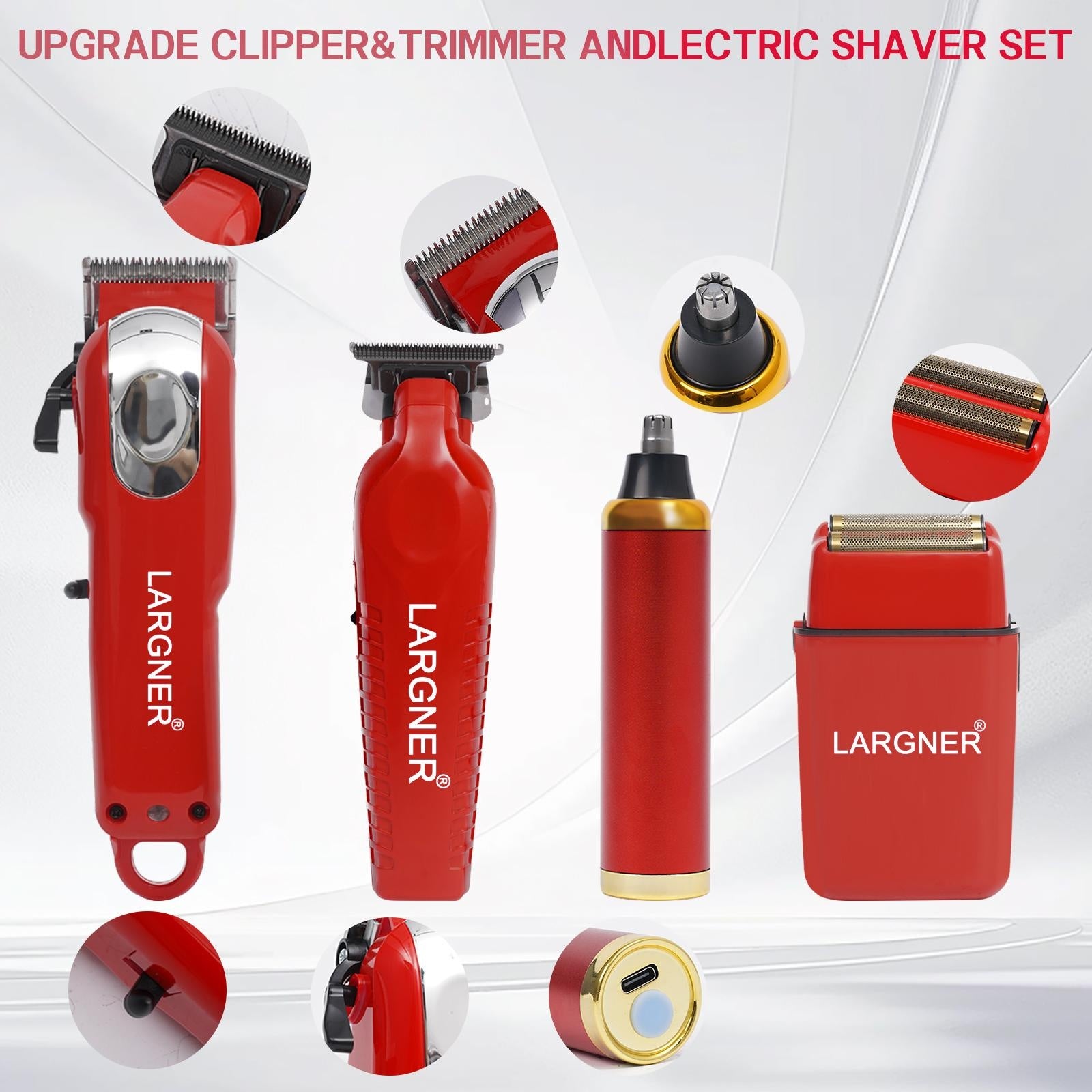 LARGNER 4-Piece Men’s Hair Clipper & Grooming Set USB