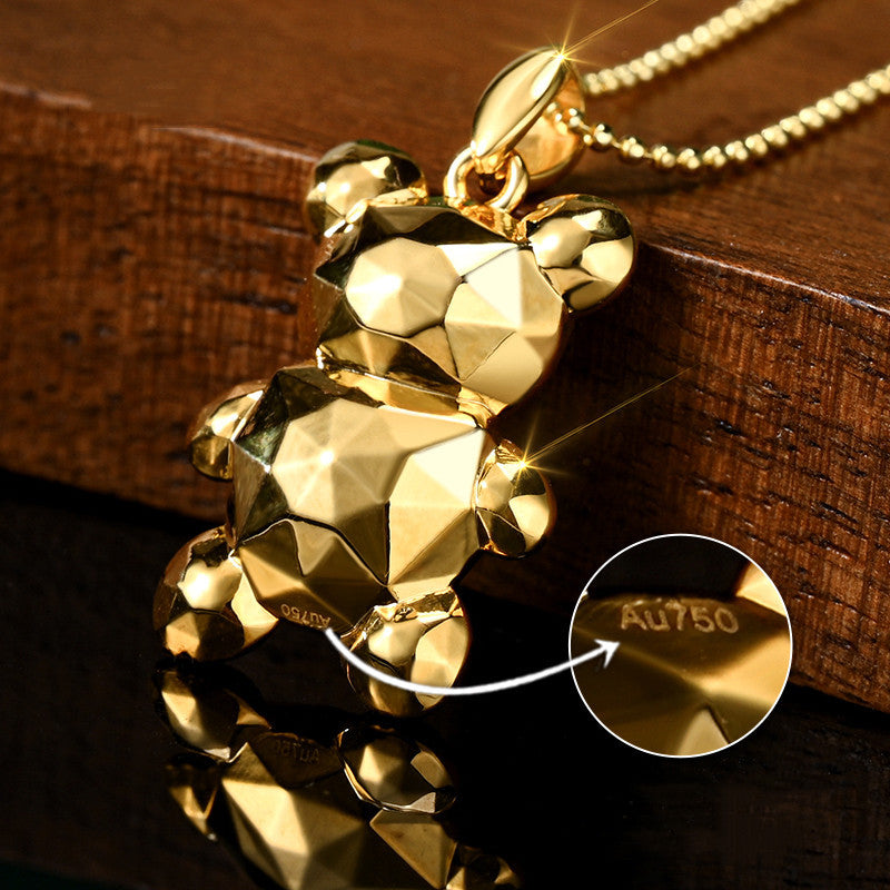 18K Gold Women's Bear Pendant – Elegant Self-Use Charm