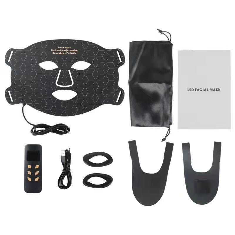 LED facial mask set with accessories on a white background