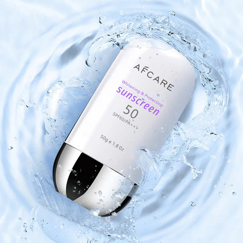AFCARE sunscreen bottle with water droplets around it