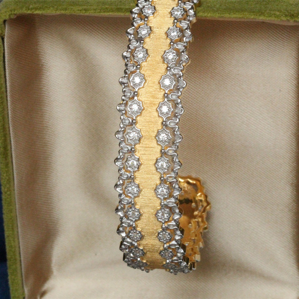 Diamond bracelet on a gold background