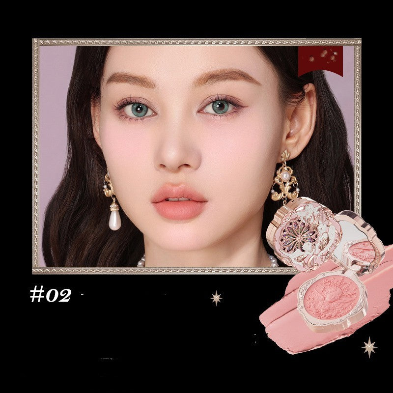 Close-up of a person wearing earrings with a pink cosmetic product on a black background