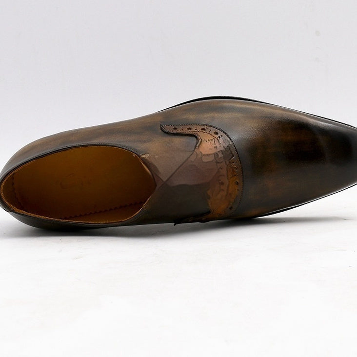 Brown leather shoe on a white background