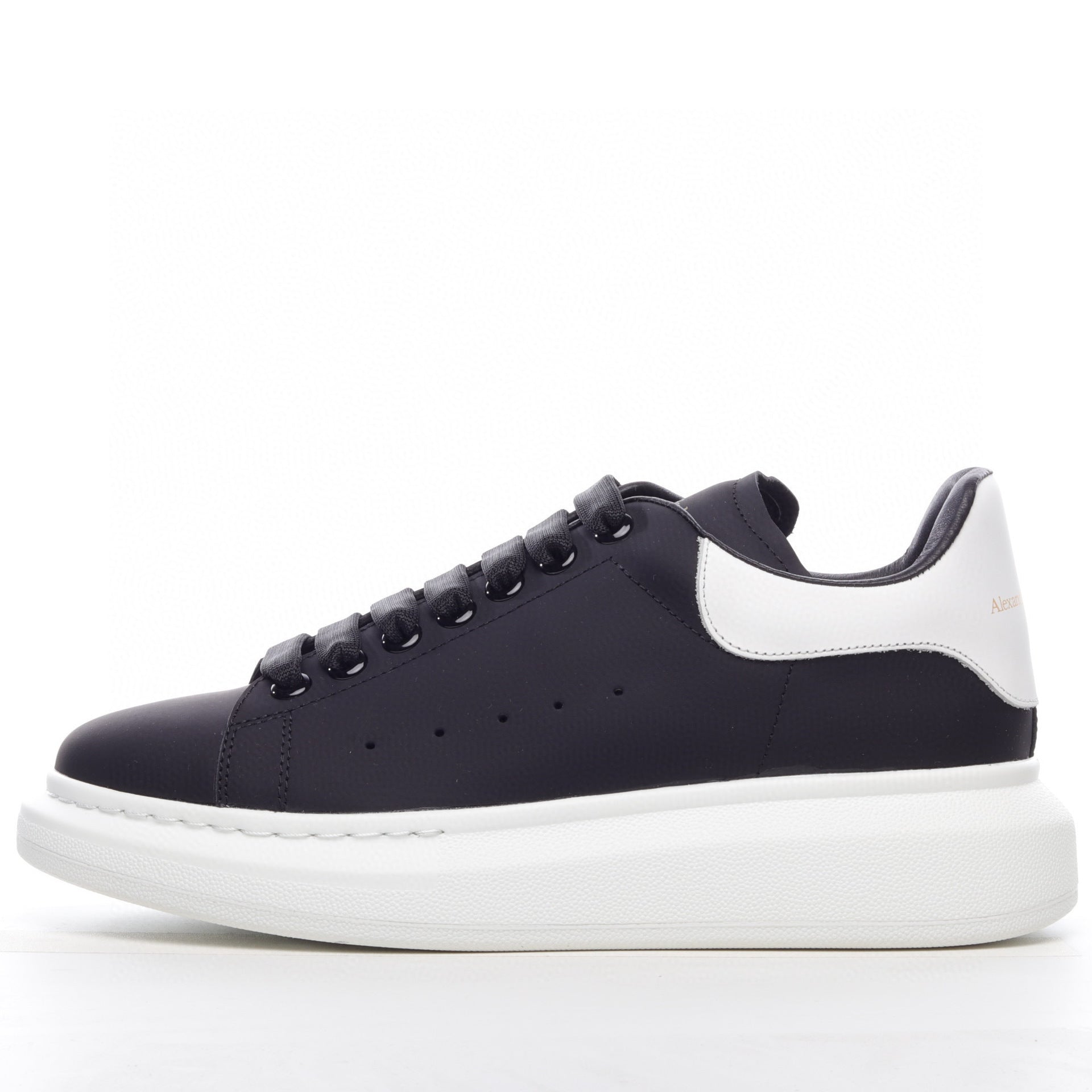 Navy and white sneaker on a white background