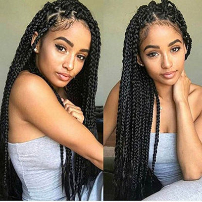 12 product showing a woman with long black braided hair wearing a gray sleeveless top in two poses.