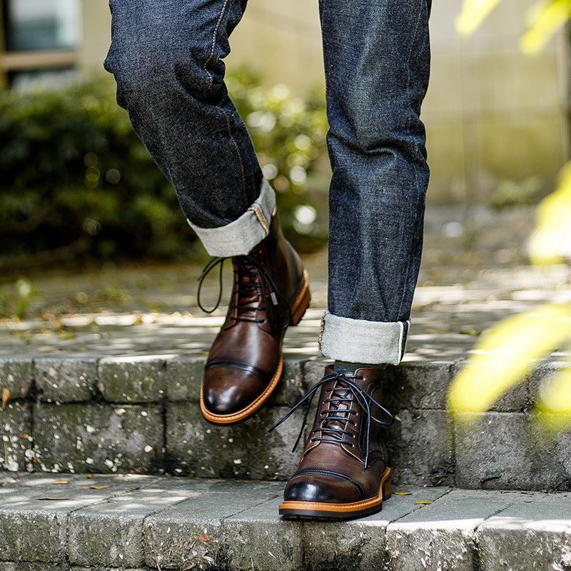 Men’s Autumn-Winter Retro Martin Boots - Cowhide Leather