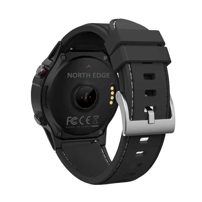 Black smartwatch with visible brand name on a white background