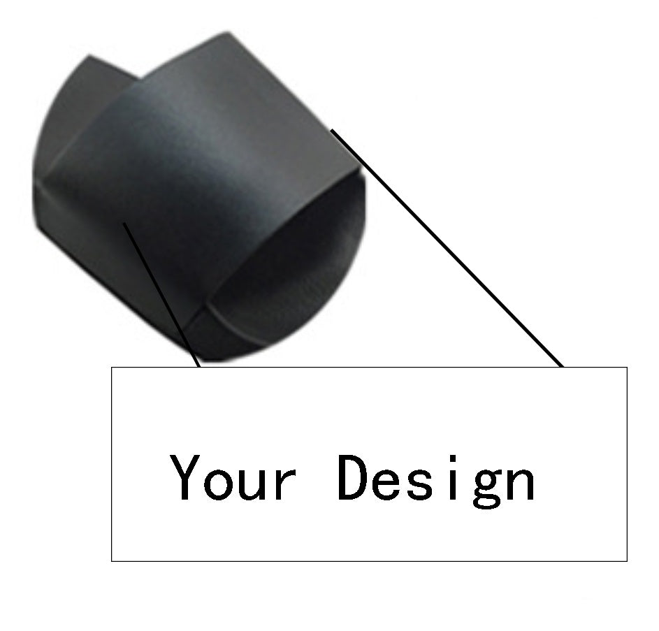 Black plastic component with 'Your Design' text box on a white background