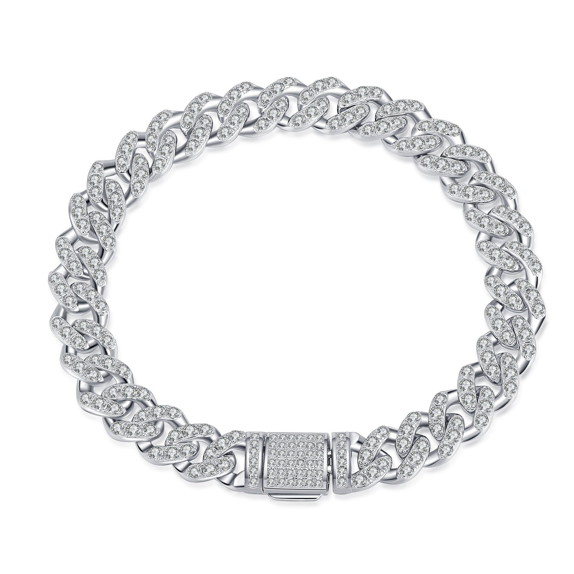 Silver chain bracelet with a clasp on a white background