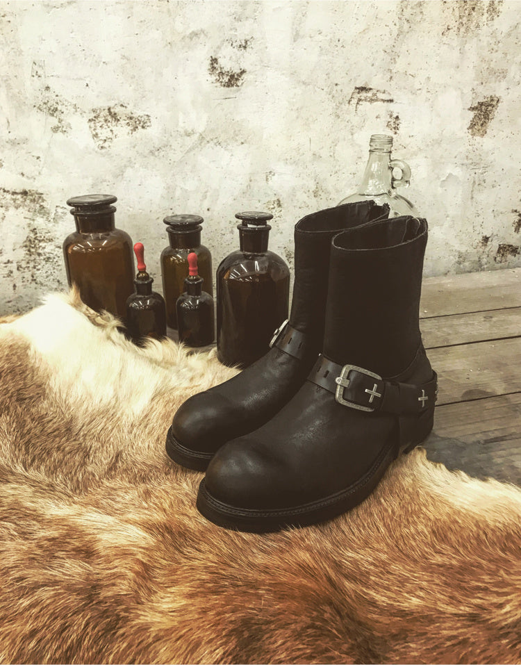 Men’s Punk Rivet Martin Boots, Thick Sole, Zipper