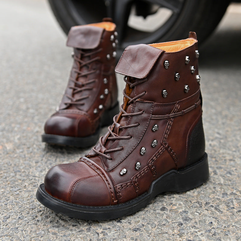 Men’s Warm Waterproof Steampunk High-Top Leather Boots