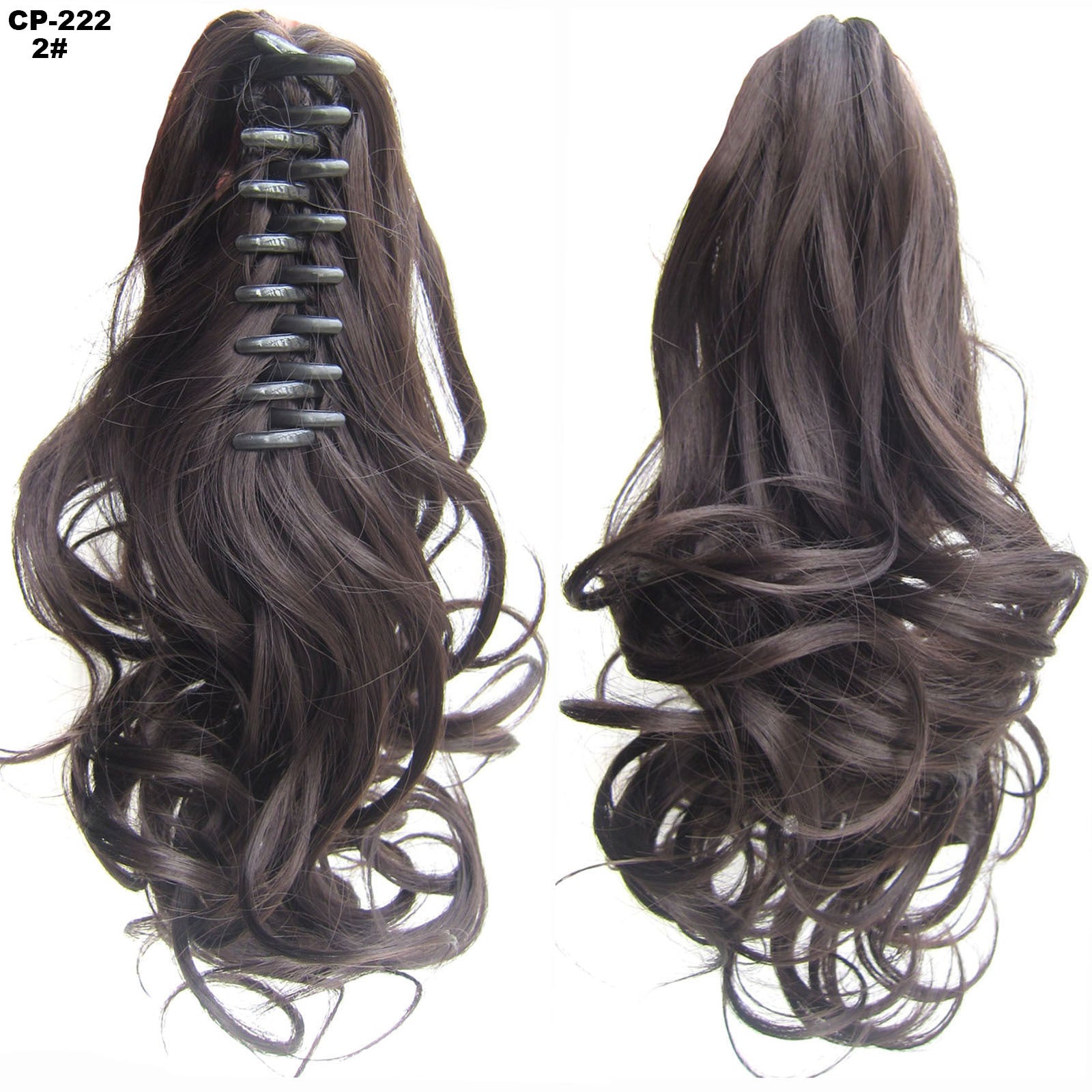 Two hair extensions with a comb on a white background