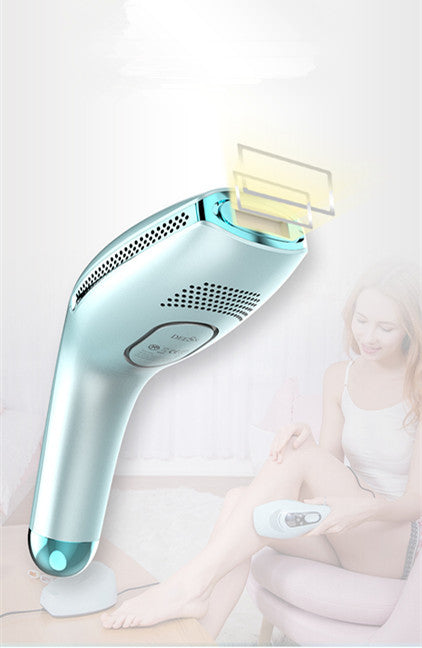 Hair removal device with a blurred background of a person using it.