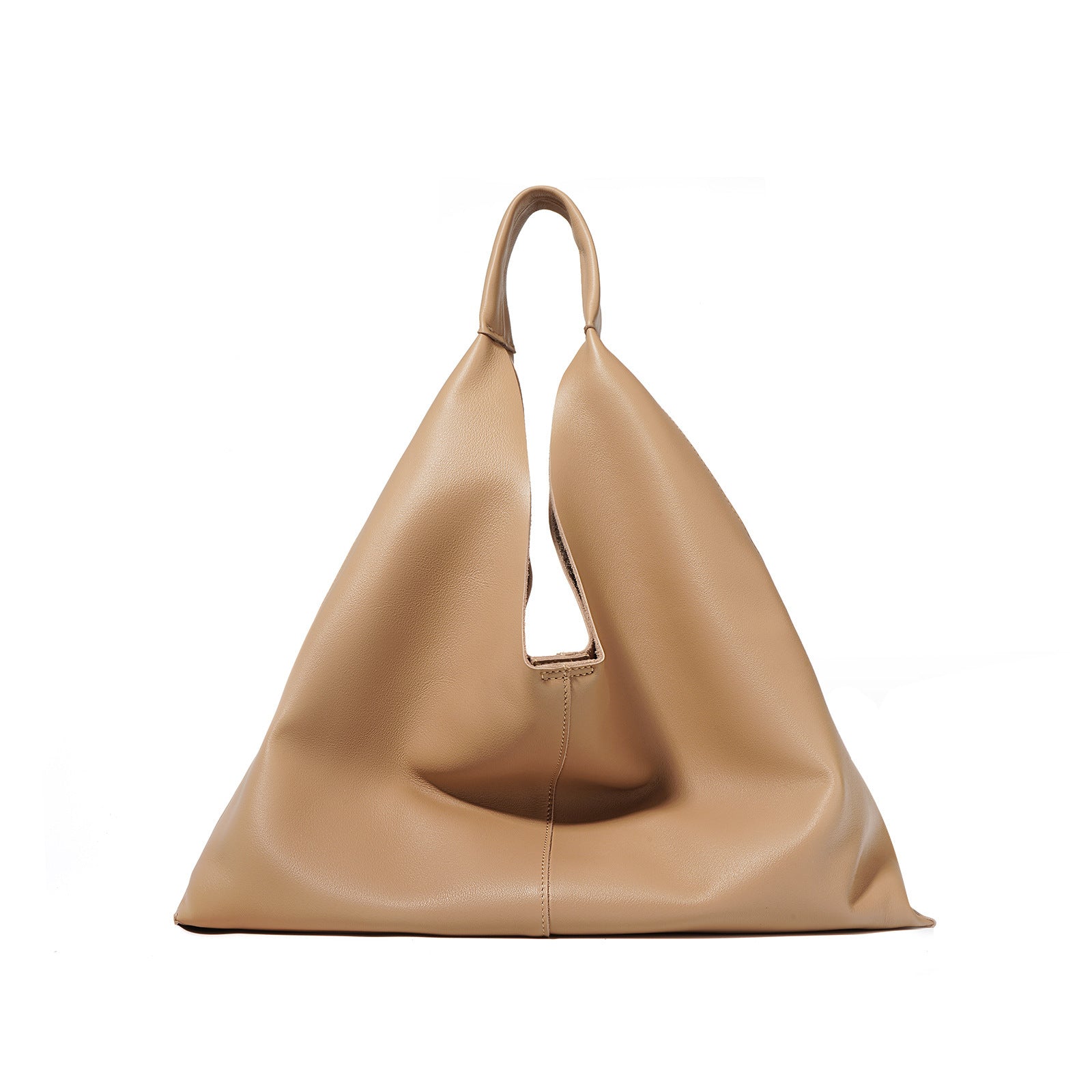 Beige handbag on a white background