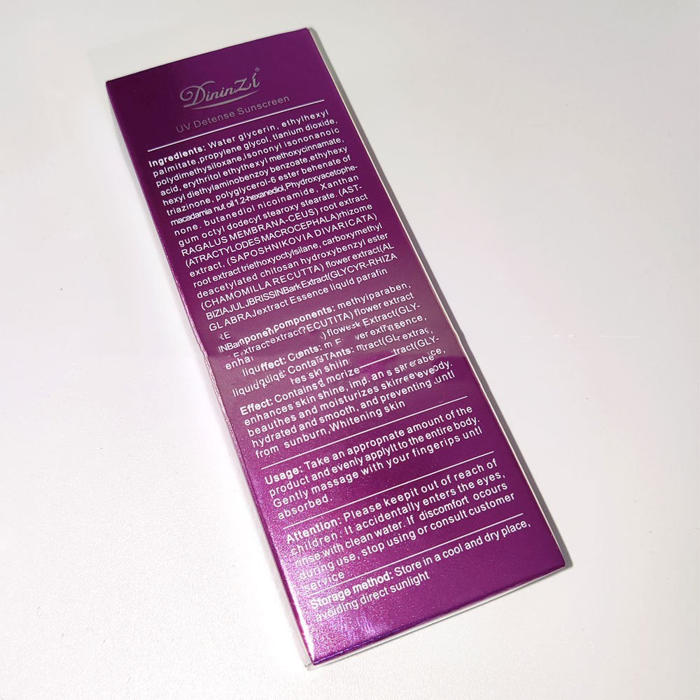 Purple防晒霜包装上的成分列表
