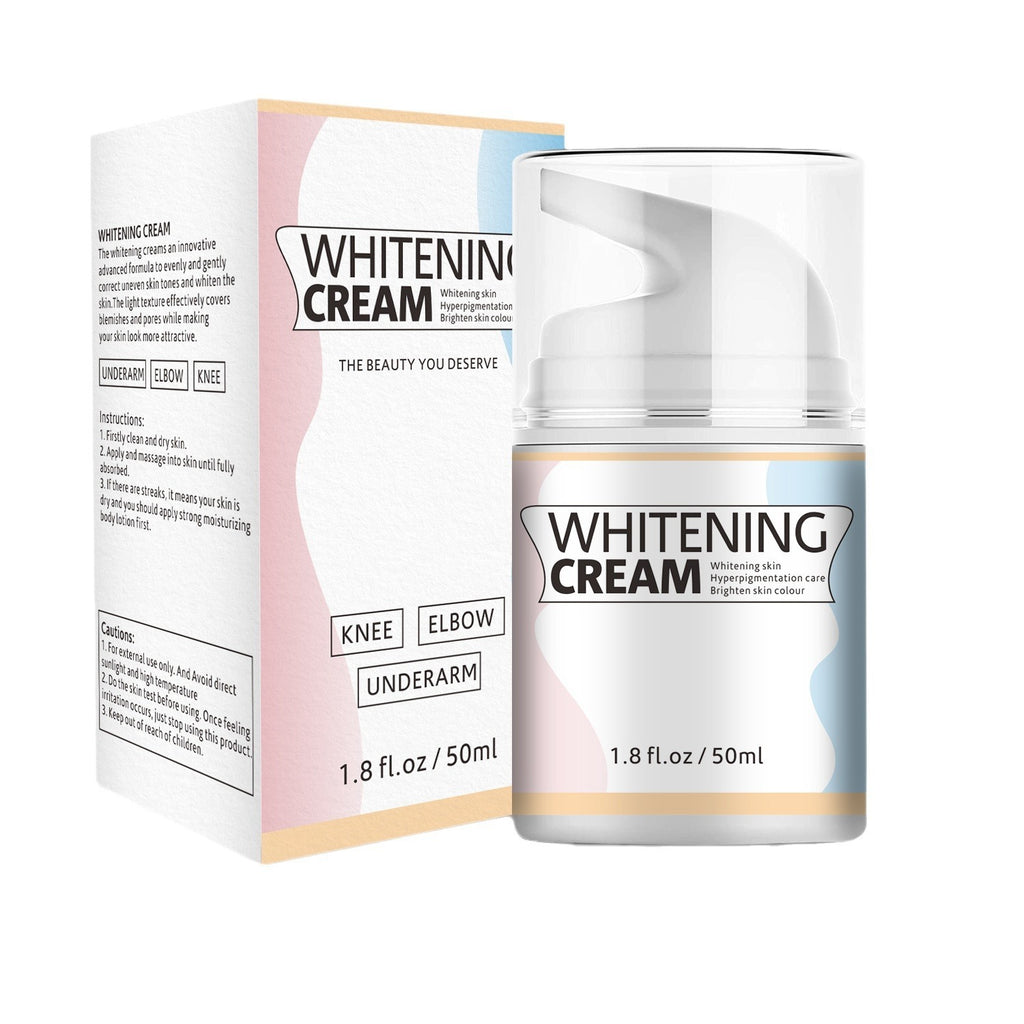 Whitening cream jar and packaging on a white background