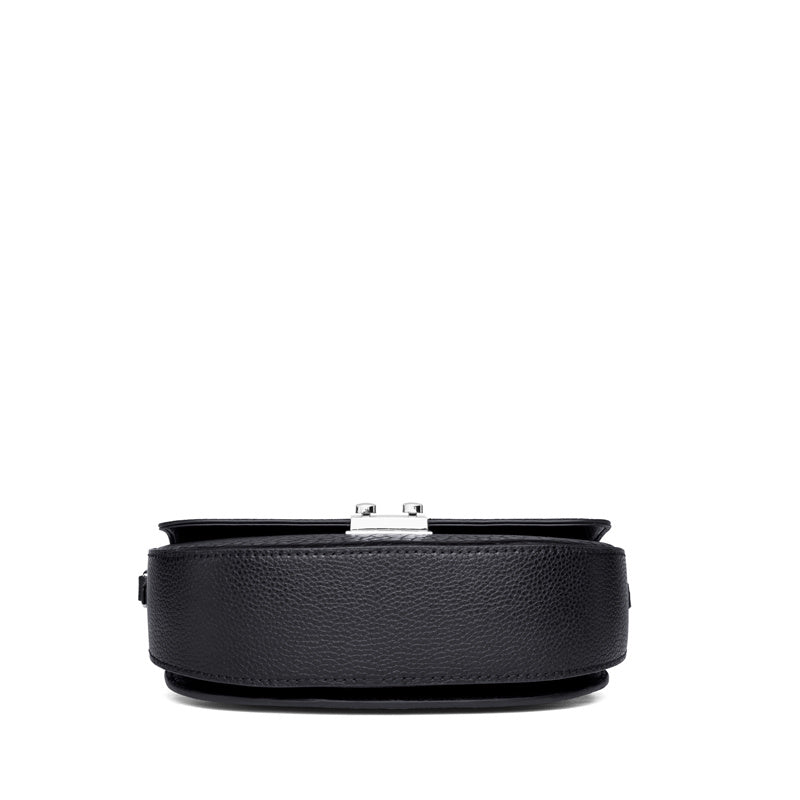 Black leather belt on a white background
