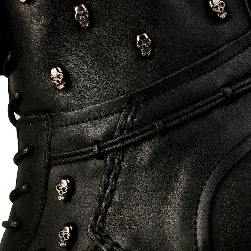 Men’s Warm Waterproof Steampunk High-Top Leather Boots