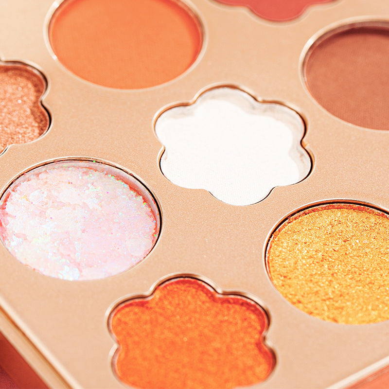 Makeup palette with various colorful eyeshadows