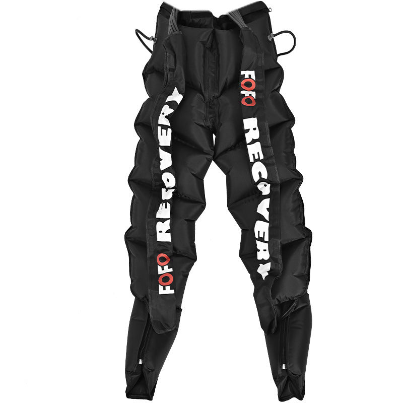 Black pants with 'FOFO RECOVERY' branding on a white background