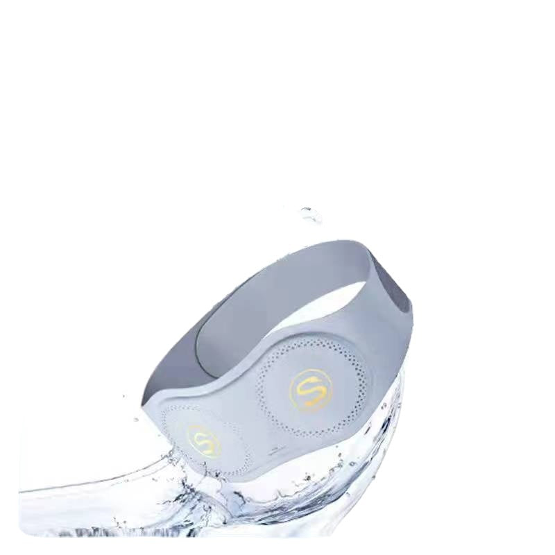 White electronic device with water splashing around it on a white background