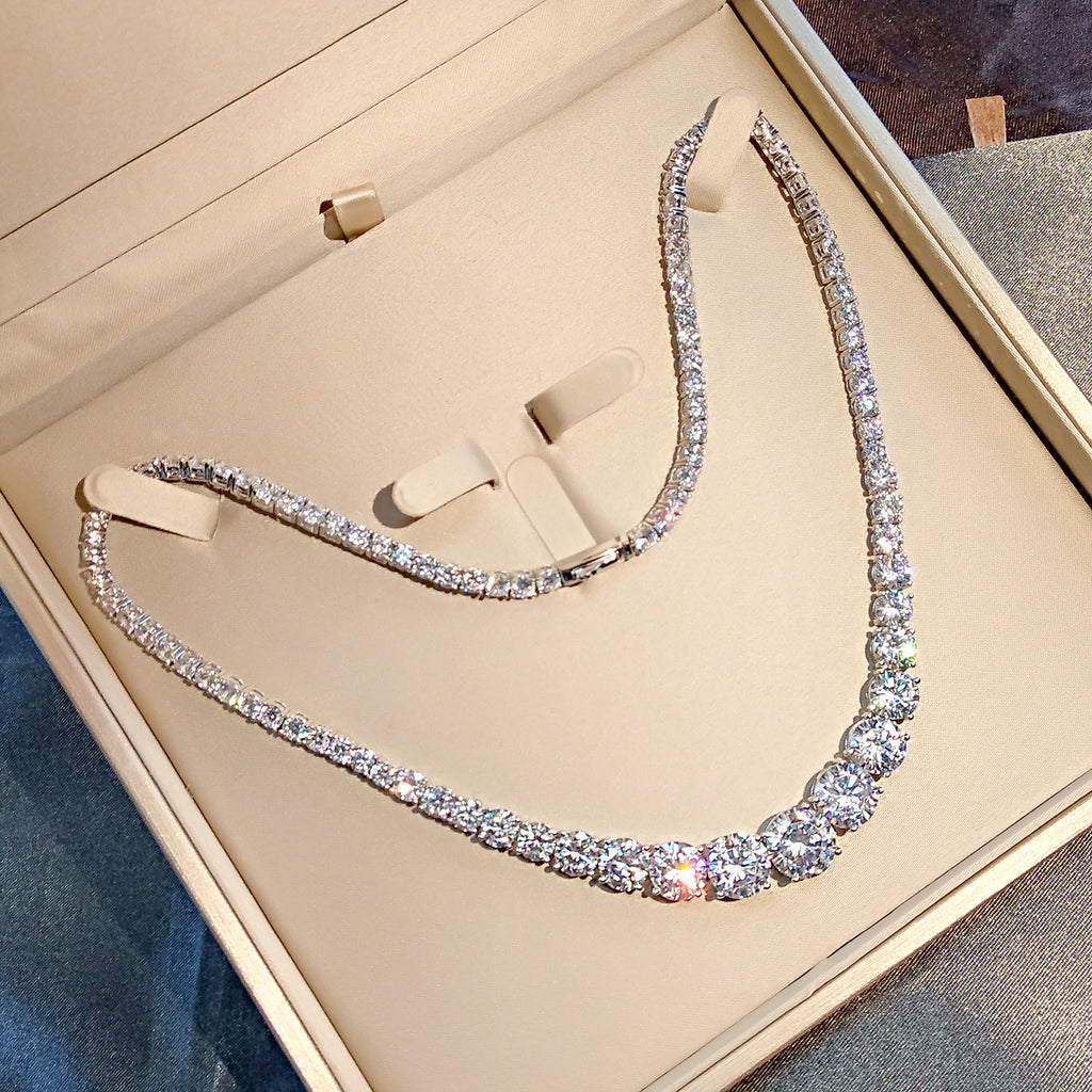 Diamond necklace on a jewelry box