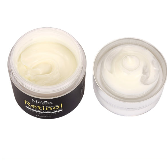 Two jars of Mabox Retinol cream on a white background