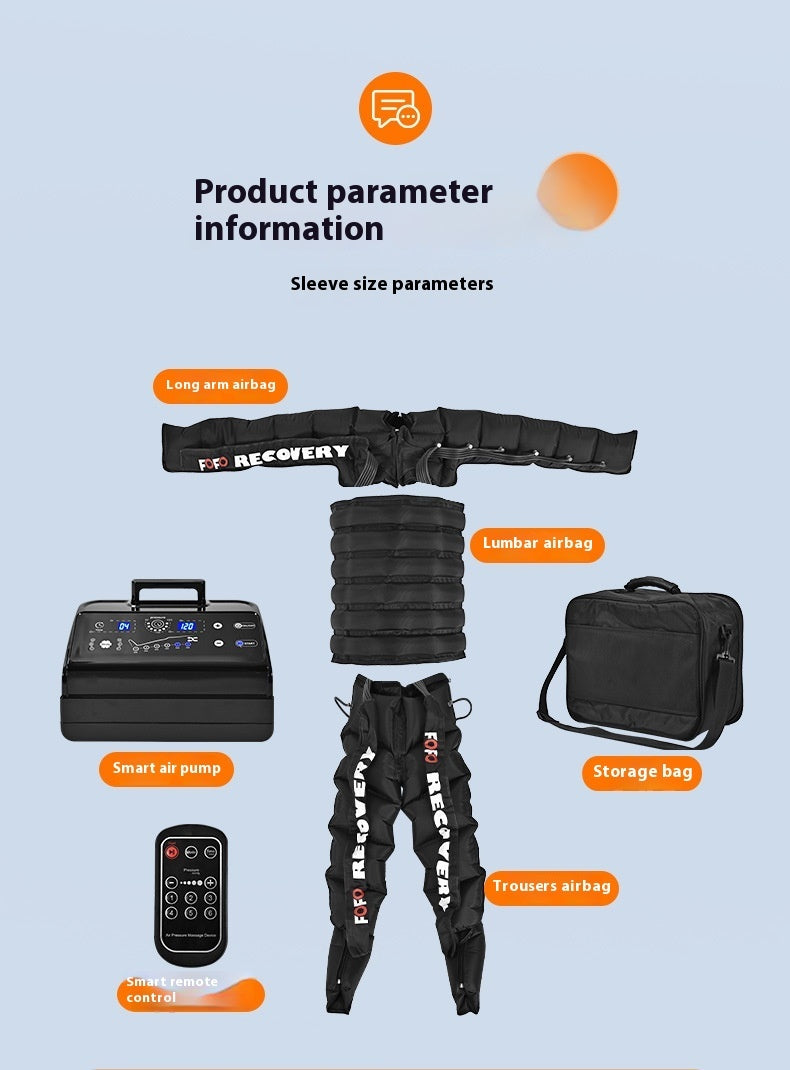 Product parameter information for a recovery system with various components on a light blue background.