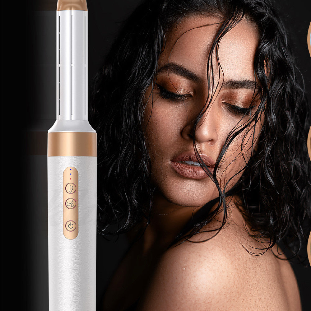 Hair straightener with a woman with wet hair in the background