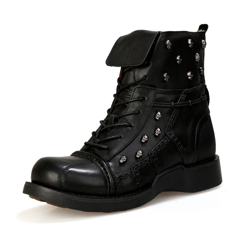 Men’s Warm Waterproof Steampunk High-Top Leather Boots