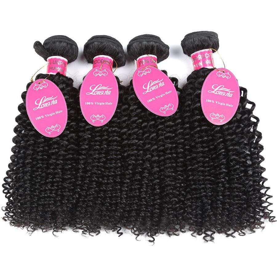10A Deep Curly Brazilian Human Hair Bundles Weave in natural 1B color, 8-24 inches, 100g each bundle.