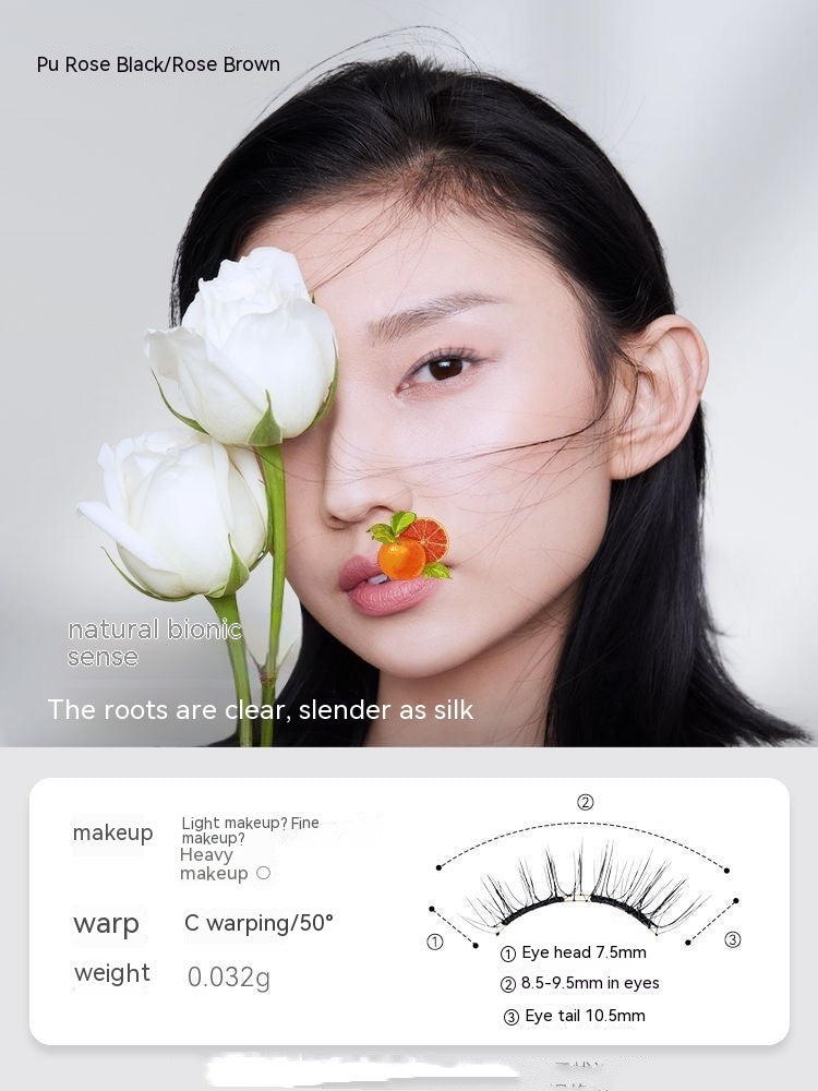 Woman with a flower and makeup product details on a gray background