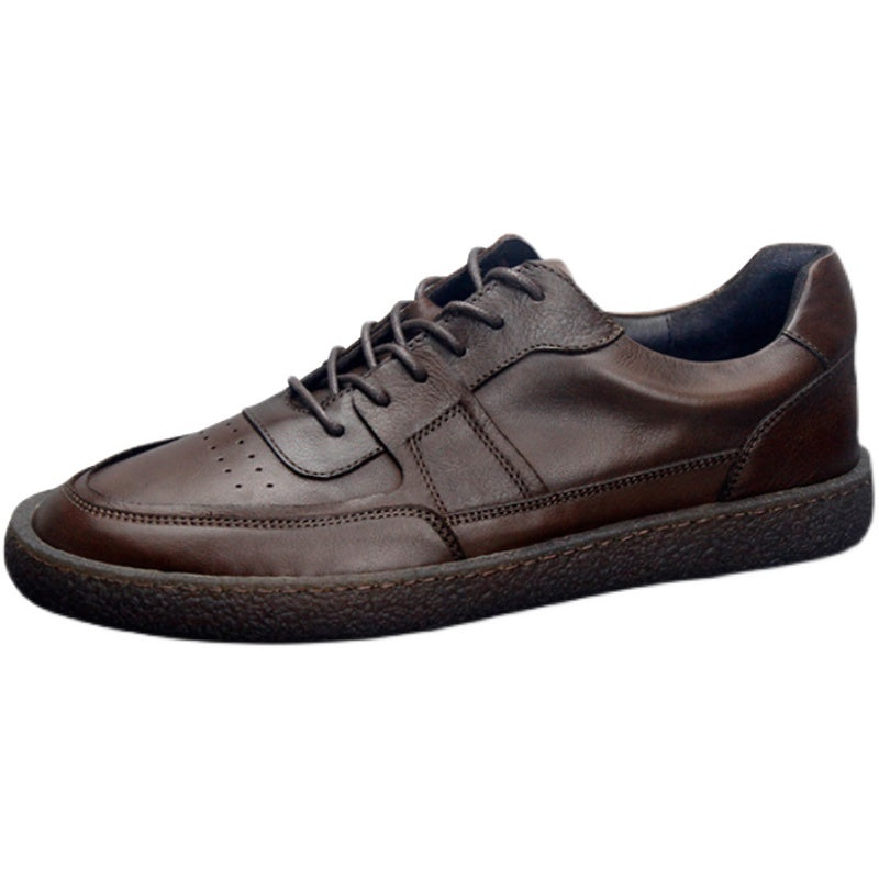 Brown leather sneaker on a white background