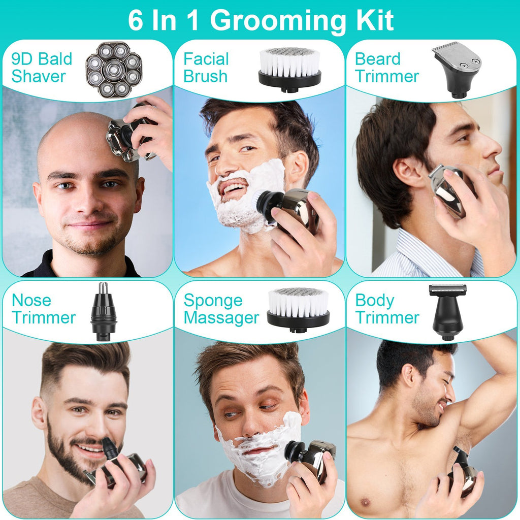 6-in-1 grooming kit with various attachments being used on a person.