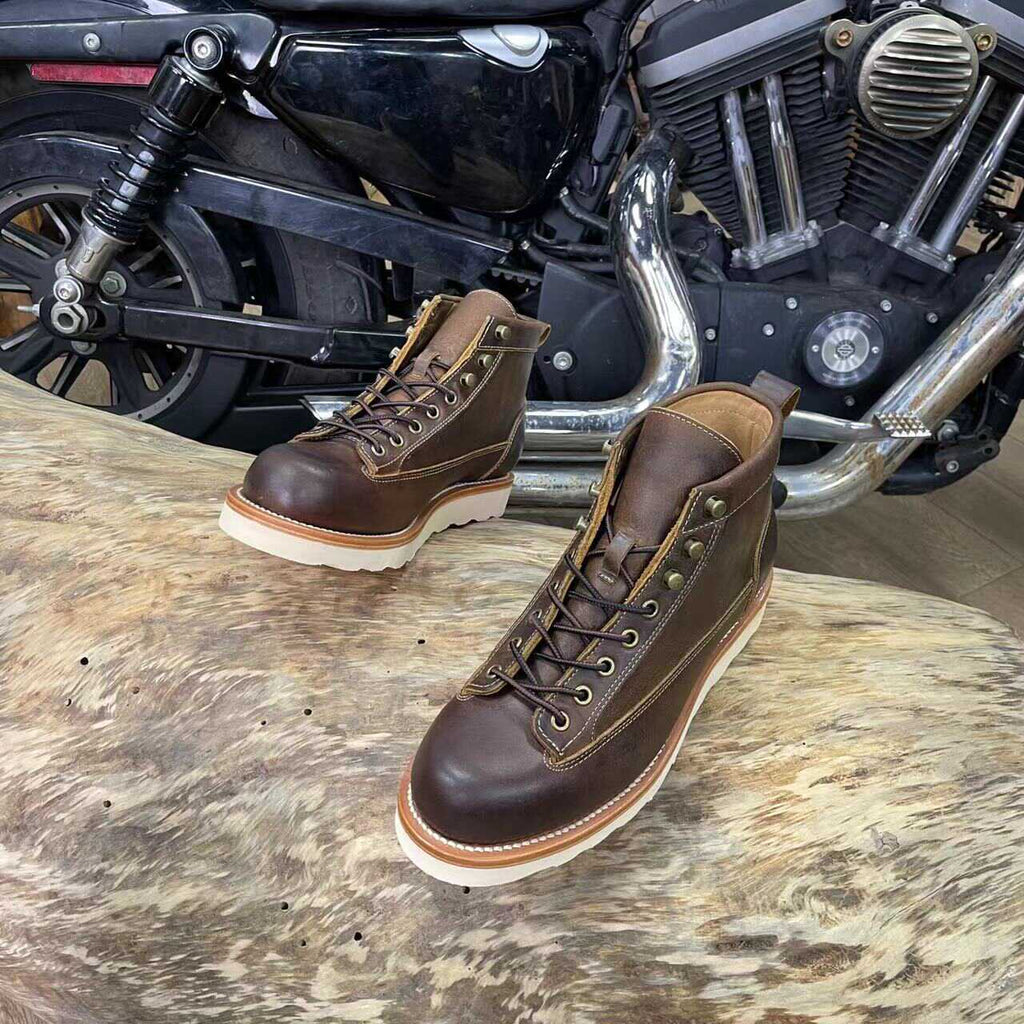 Men’s Retro High-Top Crazy Horse Leather Work Boots