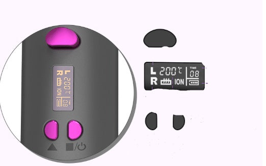 Control panel with digital display and buttons on a white background