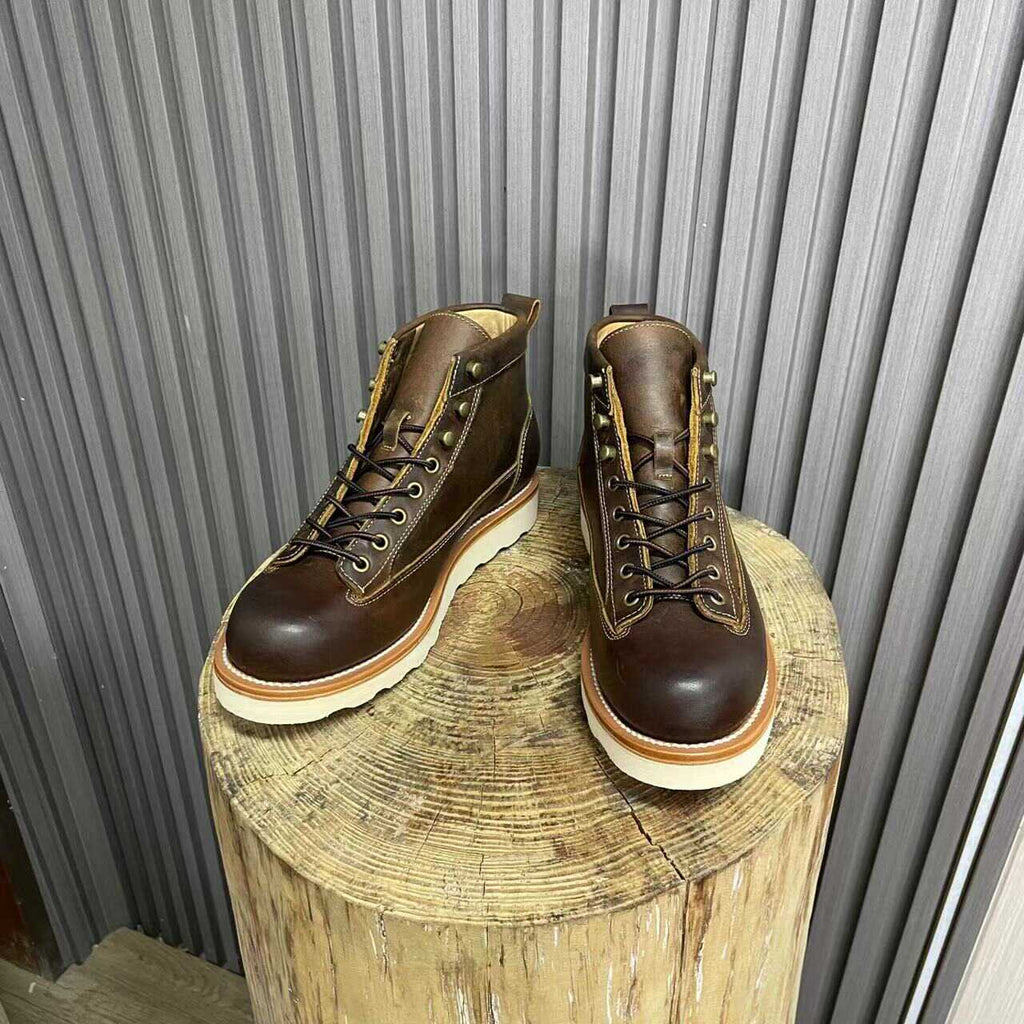 Men’s Retro High-Top Crazy Horse Leather Work Boots