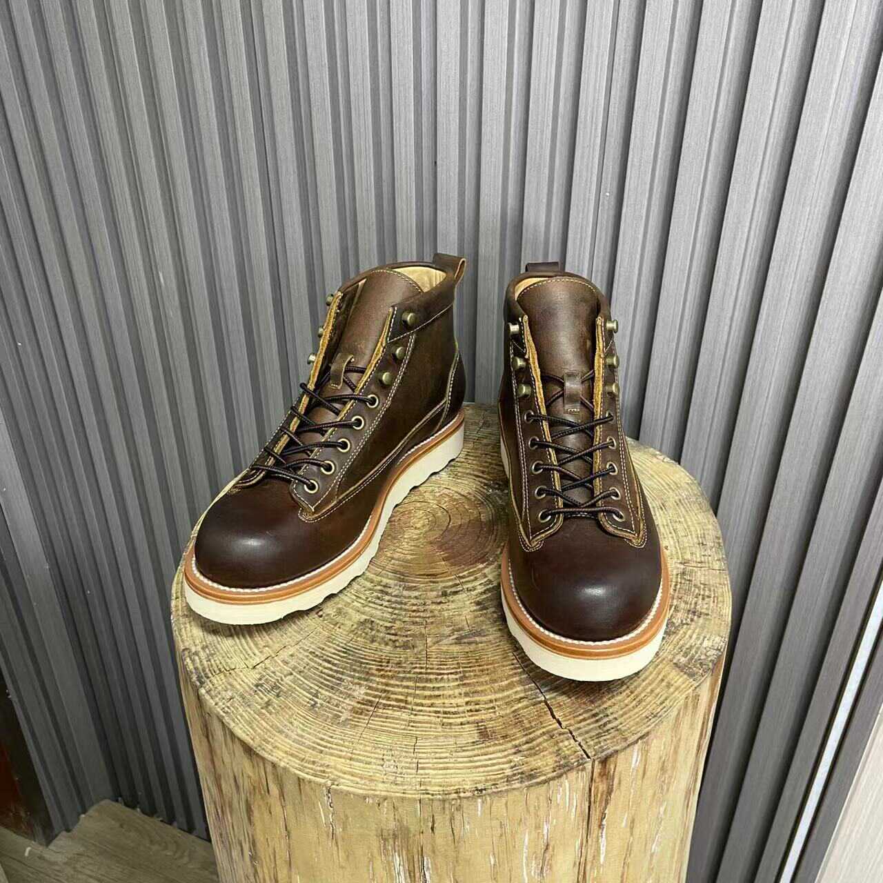 Men’s Retro High-Top Crazy Horse Leather Work Boots