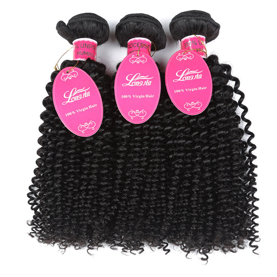 10A Deep Curly Brazilian Human Hair Bundles Weave in natural black with tight curls, 8-24 inches, 100g each bundle