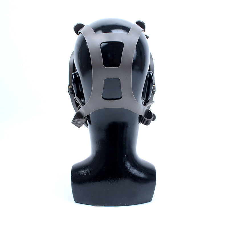 Black and gray helmet on a white background